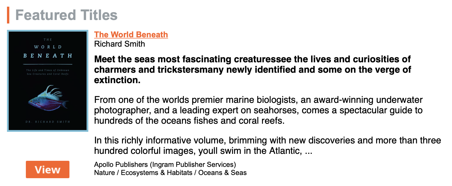 Featured title in Edelweiss email